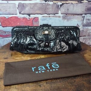 Rafe New York Embossed Snakeskin Leather Clutch Bag